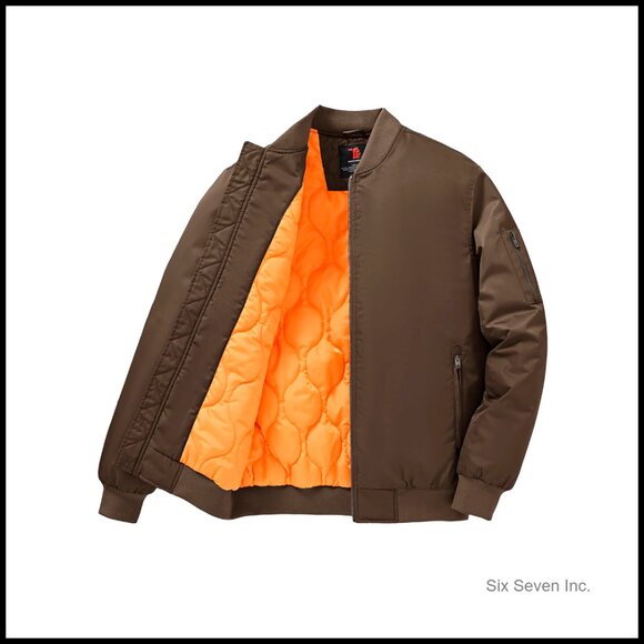 Men's Bomber Jacket Quilted Insulation Windbreaker Stylish Casual Padded Coat